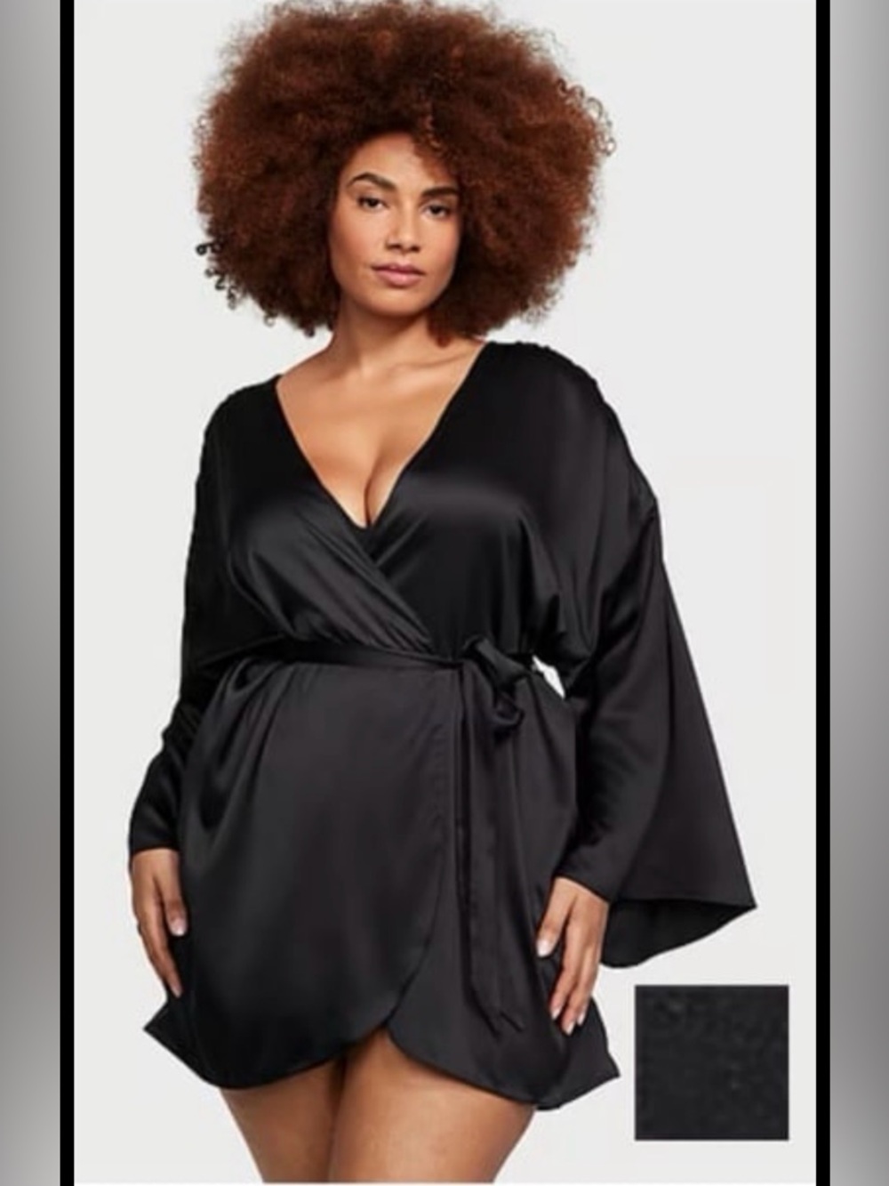 New Victoria’s Secret Flounced Romantic Satin Wrap Robe medium large feminine